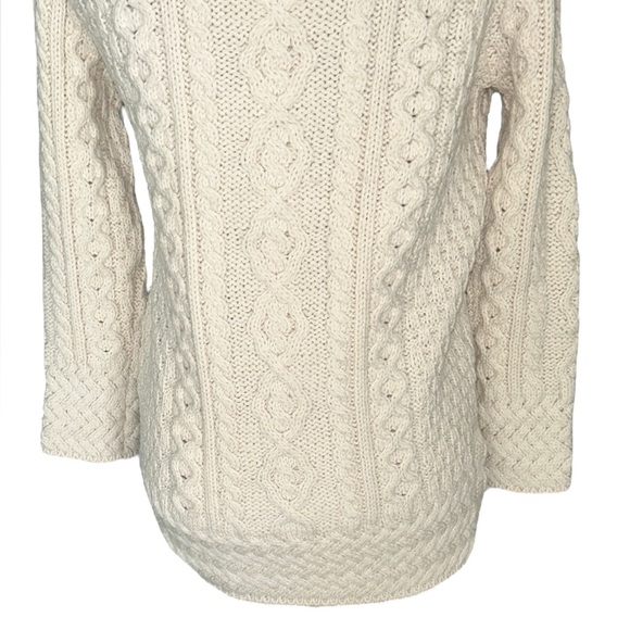 Aran Ireland Ivory Cable Knit Cowl Neck Tunic Sweater - XS - Picture 11 of 15